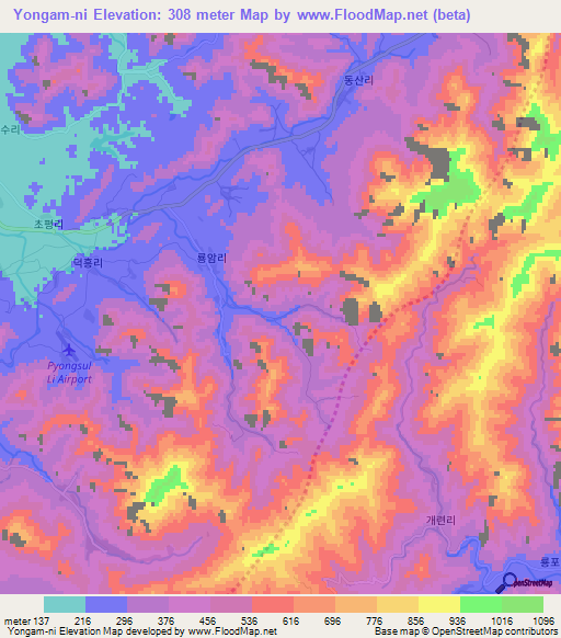 Yongam-ni,North Korea Elevation Map
