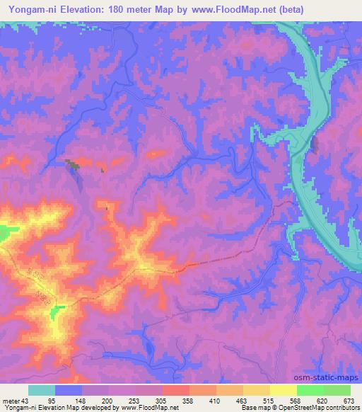 Yongam-ni,North Korea Elevation Map