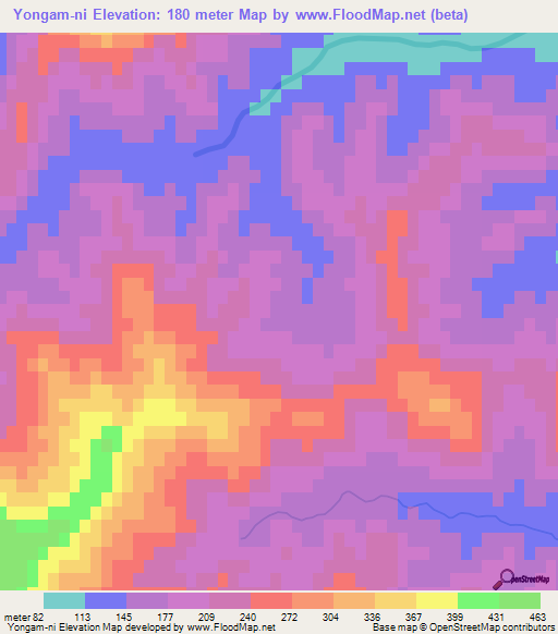 Yongam-ni,North Korea Elevation Map