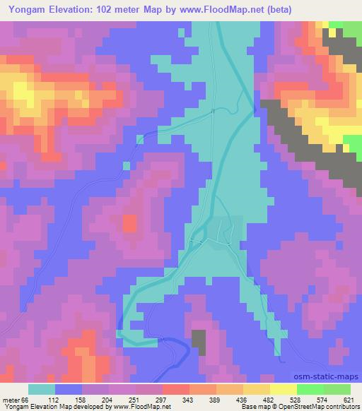 Yongam,North Korea Elevation Map