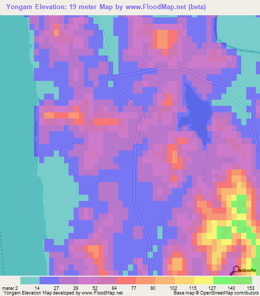 Yongam,North Korea Elevation Map