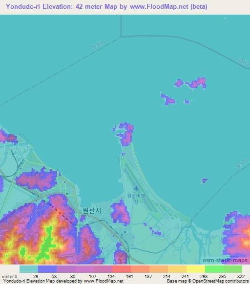 Yondudo-ri,North Korea Elevation Map