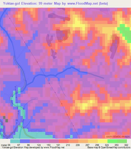 Yoktae-gol,North Korea Elevation Map