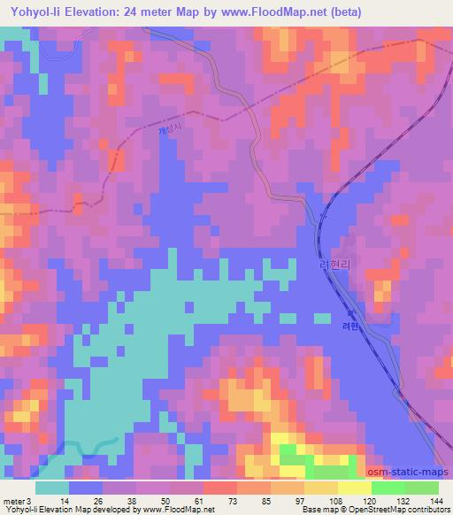 Yohyol-li,North Korea Elevation Map