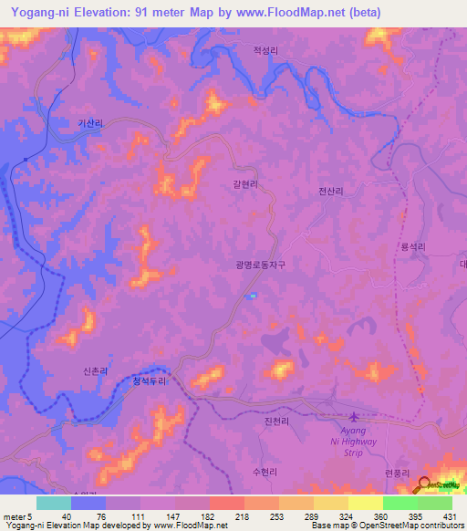 Yogang-ni,North Korea Elevation Map