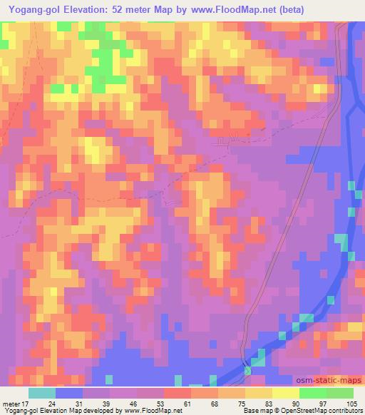 Yogang-gol,North Korea Elevation Map