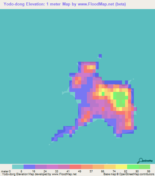 Yodo-dong,North Korea Elevation Map