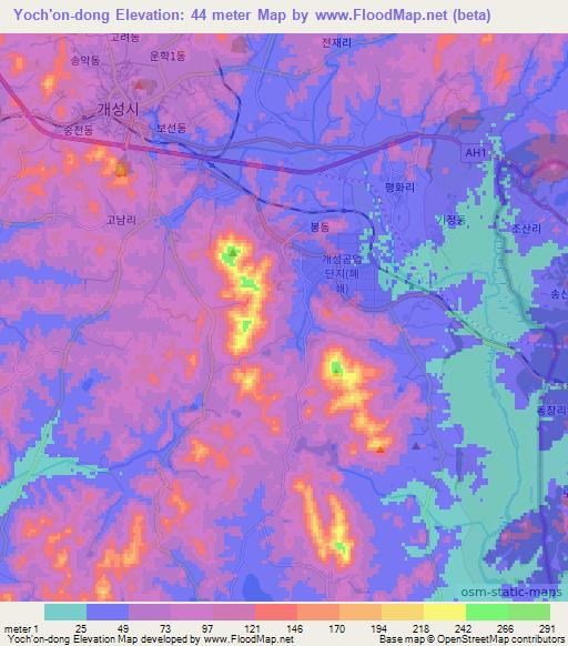 Yoch'on-dong,North Korea Elevation Map