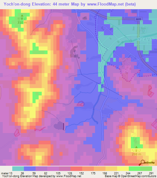 Yoch'on-dong,North Korea Elevation Map