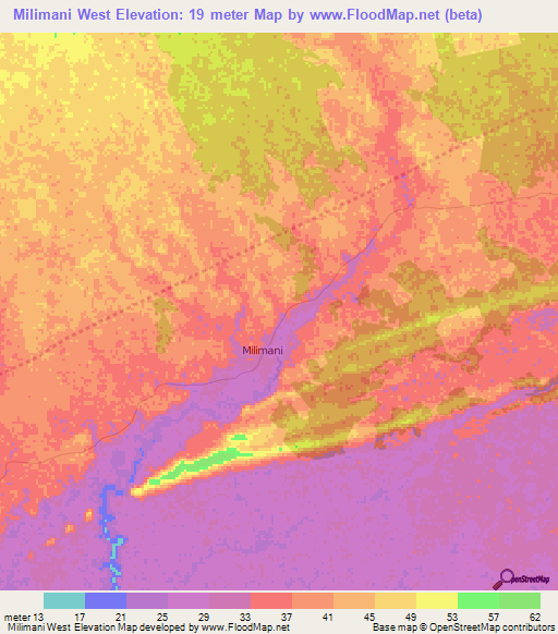 Milimani West,Kenya Elevation Map