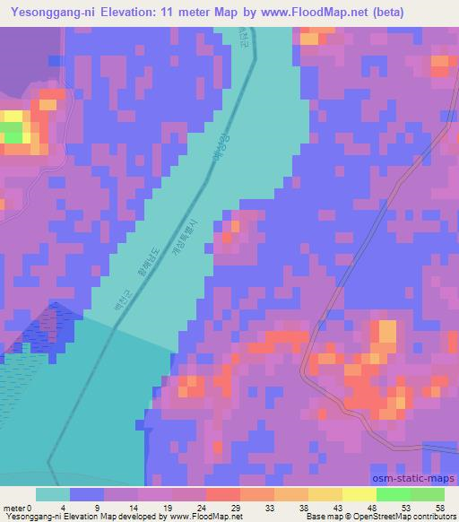 Yesonggang-ni,North Korea Elevation Map