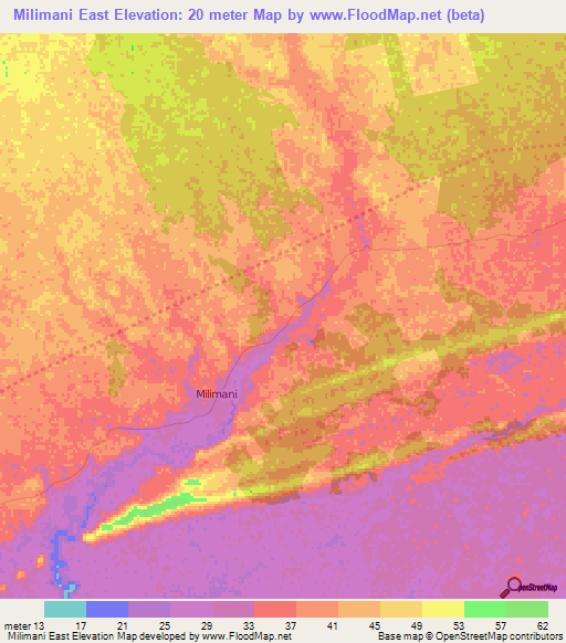 Milimani East,Kenya Elevation Map