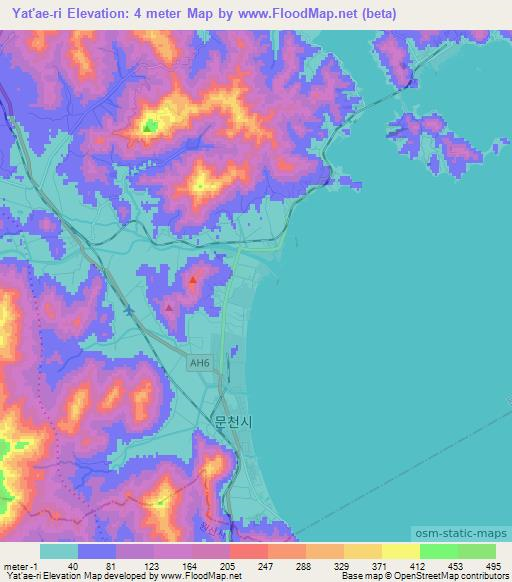 Yat'ae-ri,North Korea Elevation Map