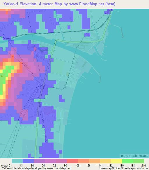 Yat'ae-ri,North Korea Elevation Map