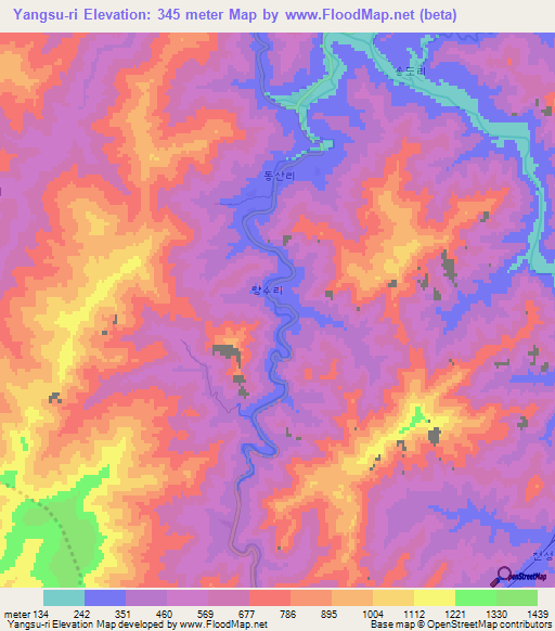 Yangsu-ri,North Korea Elevation Map