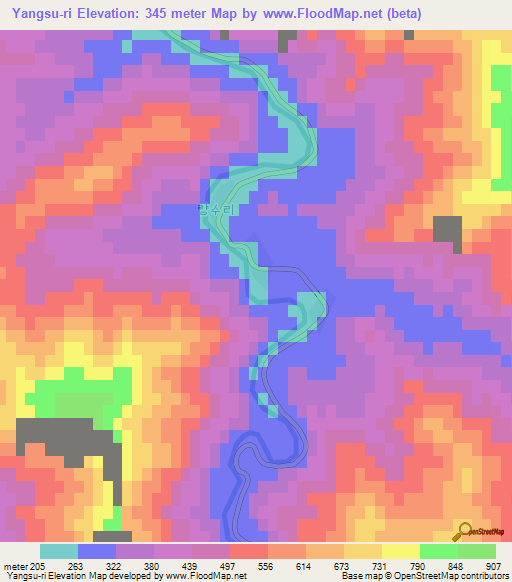 Yangsu-ri,North Korea Elevation Map