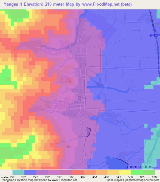 Yangsa-ri,North Korea Elevation Map