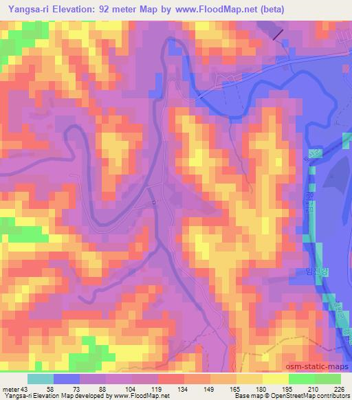 Yangsa-ri,North Korea Elevation Map