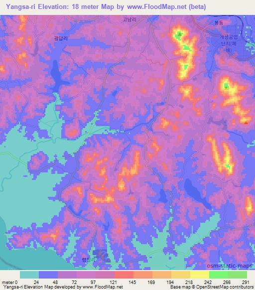 Yangsa-ri,North Korea Elevation Map