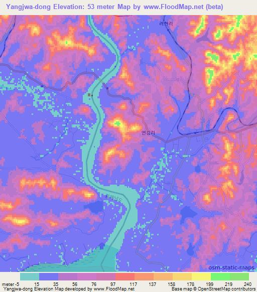 Yangjwa-dong,North Korea Elevation Map