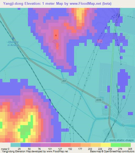 Yangji-dong,North Korea Elevation Map