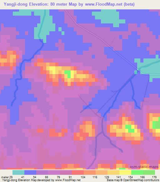 Yangji-dong,North Korea Elevation Map