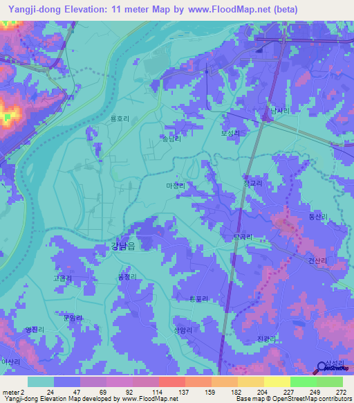 Yangji-dong,North Korea Elevation Map