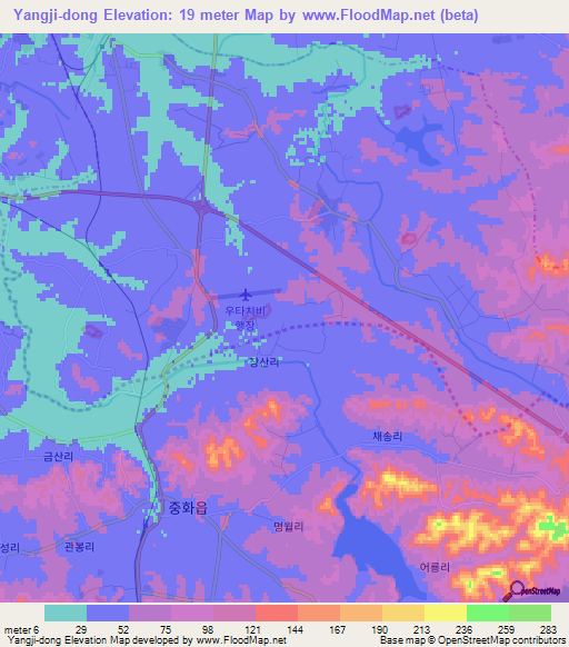 Yangji-dong,North Korea Elevation Map