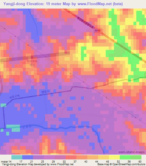 Yangji-dong,North Korea Elevation Map