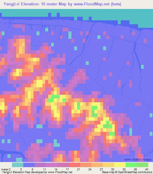 Yangji-ri,North Korea Elevation Map