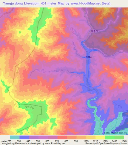 Yangja-dong,North Korea Elevation Map