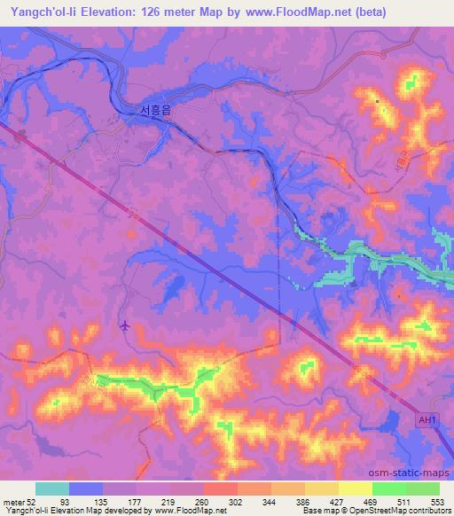 Yangch'ol-li,North Korea Elevation Map