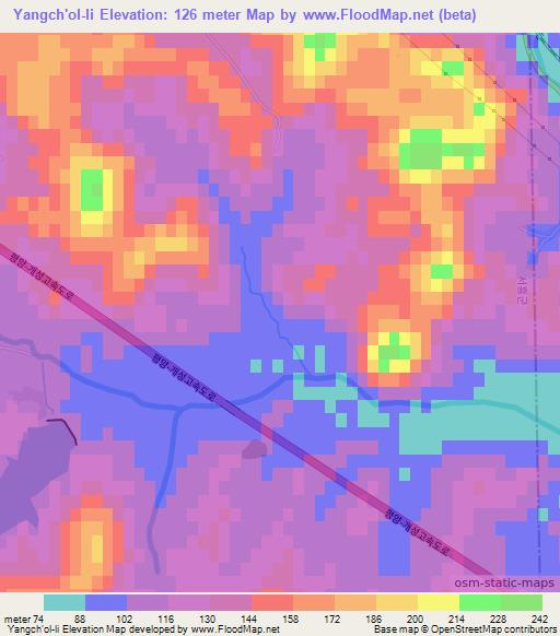 Yangch'ol-li,North Korea Elevation Map