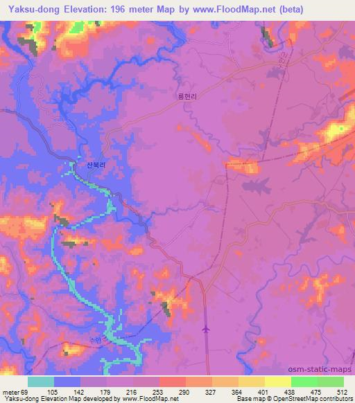 Yaksu-dong,North Korea Elevation Map