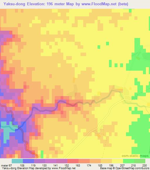 Yaksu-dong,North Korea Elevation Map
