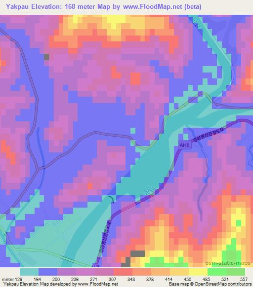 Yakpau,North Korea Elevation Map