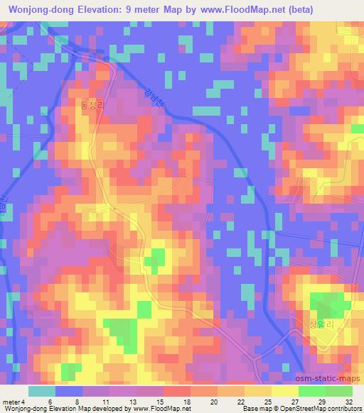 Wonjong-dong,North Korea Elevation Map