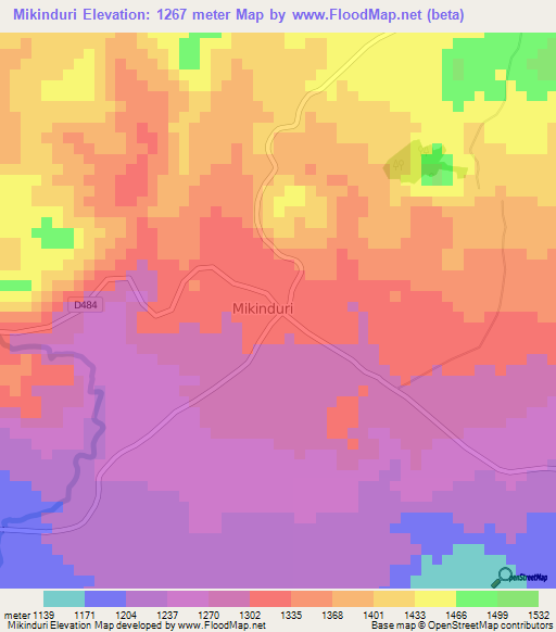 Mikinduri,Kenya Elevation Map