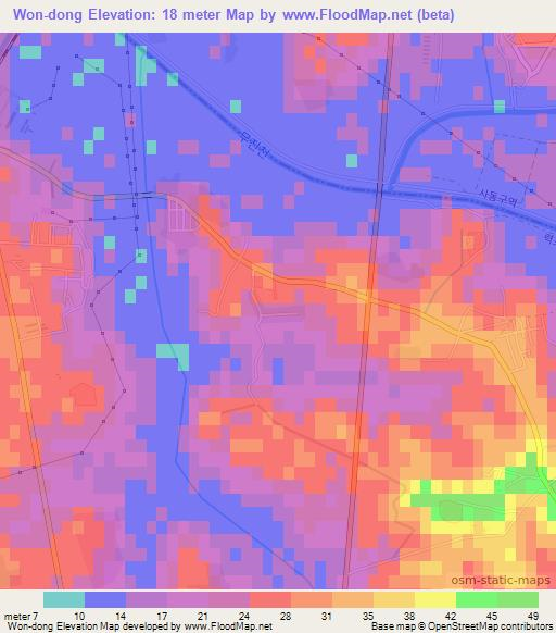 Won-dong,North Korea Elevation Map