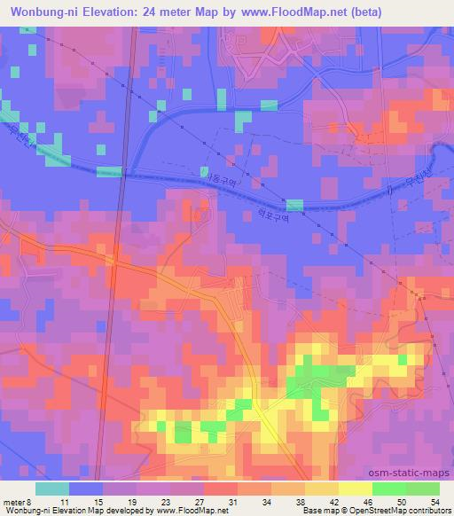 Wonbung-ni,North Korea Elevation Map