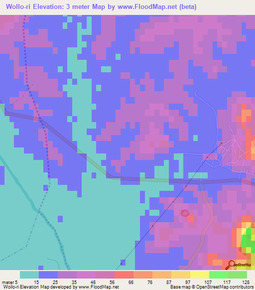 Wollo-ri,North Korea Elevation Map