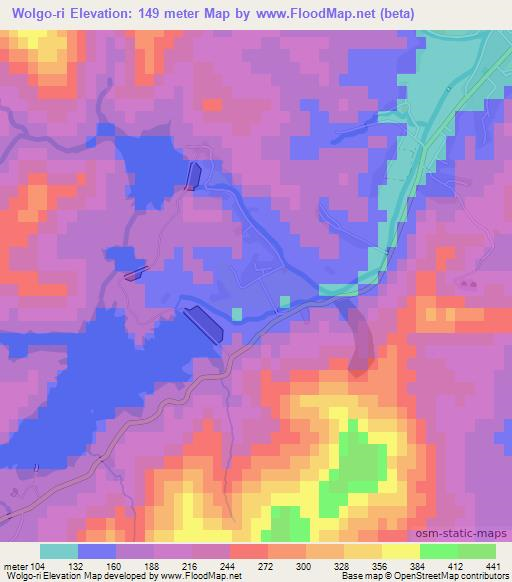 Wolgo-ri,North Korea Elevation Map