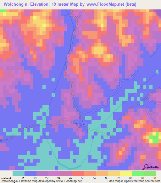 Wolchong-ni,North Korea Elevation Map
