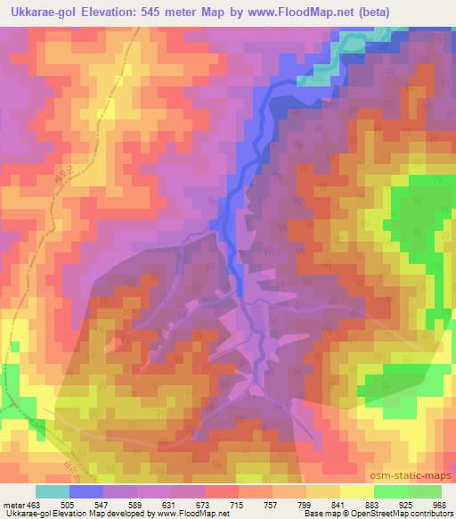 Ukkarae-gol,North Korea Elevation Map