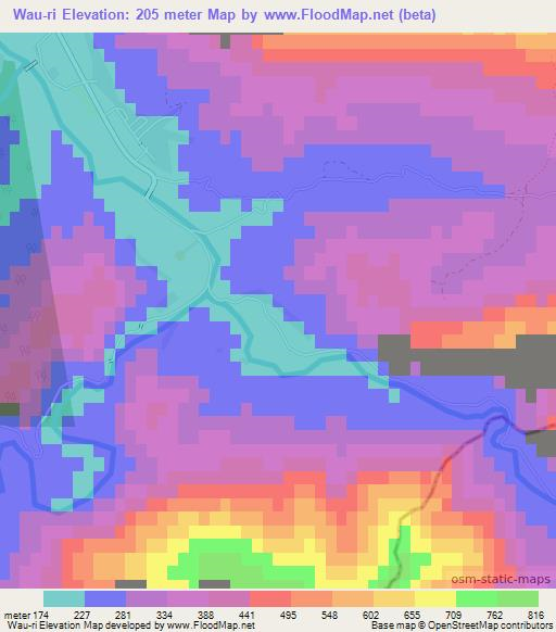 Wau-ri,North Korea Elevation Map
