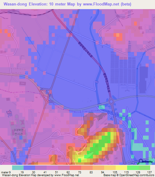 Wasan-dong,North Korea Elevation Map
