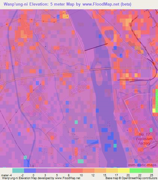Wanp'ung-ni,North Korea Elevation Map