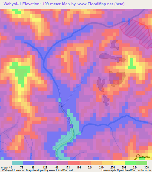 Wahyol-li,North Korea Elevation Map