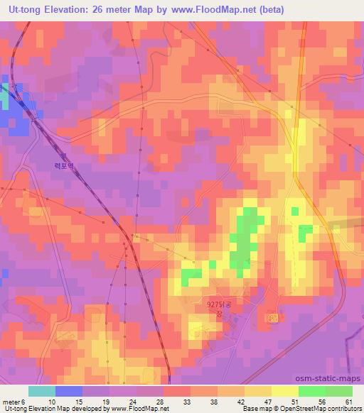 Ut-tong,North Korea Elevation Map
