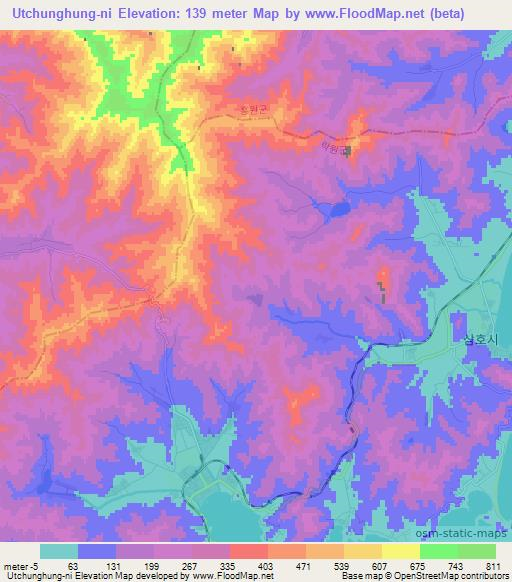 Utchunghung-ni,North Korea Elevation Map